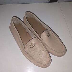 Coach Mary Lock Up Beige Leather Loafers